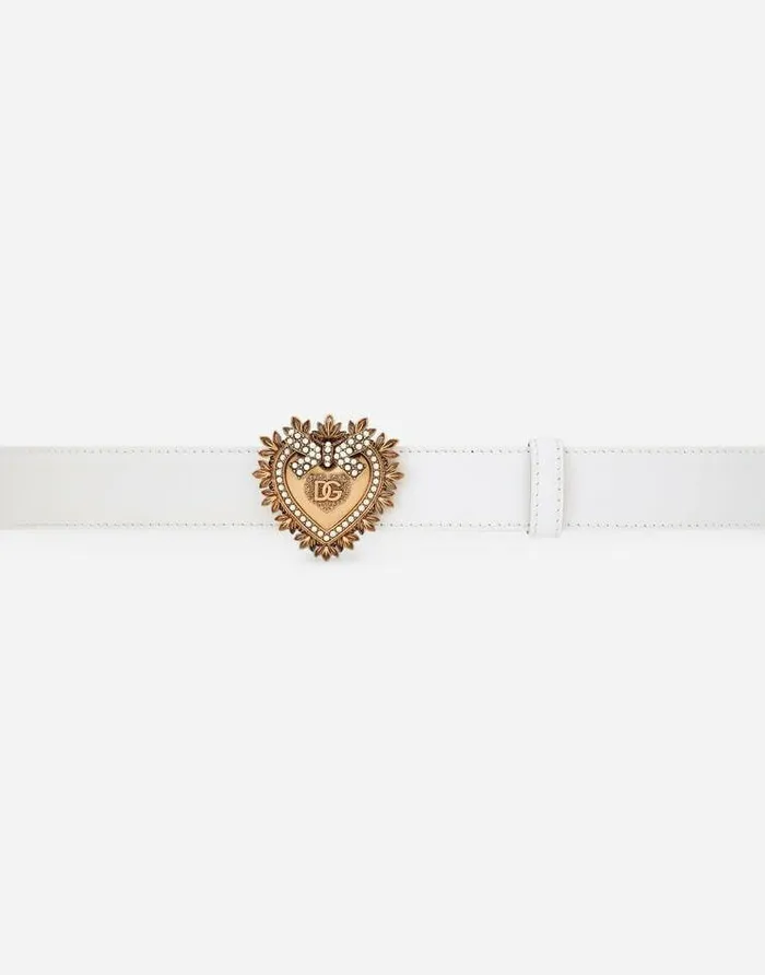 Dolce and Gabbana Belts Women Leather Devotion Belt White Dolce and Gabbana Belts Women Leather Devotion Belt White