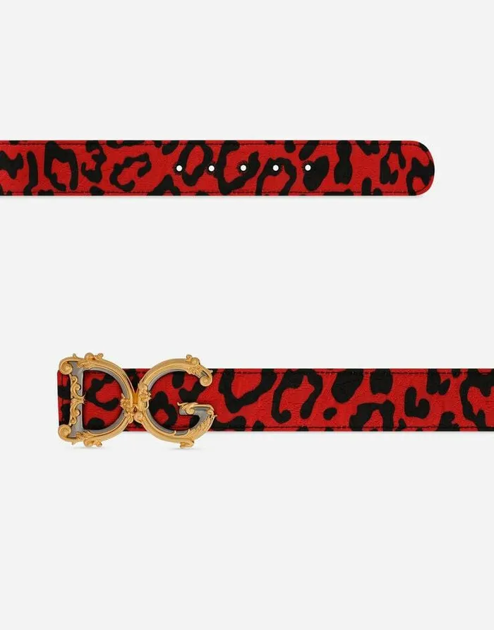 Dolce and Gabbana Belts Women Leopardprint Brocade Belt With Baroque DG Logo Multicolor Dolce and Gabbana Belts Women Leopardprint Brocade Belt With Baroque DG Logo Multicolor
