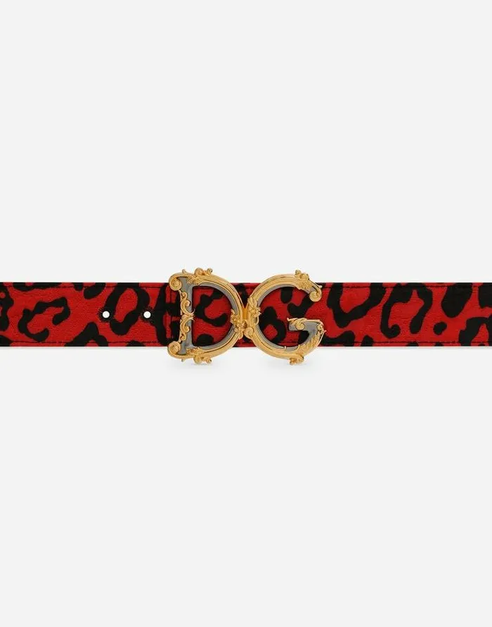 Dolce and Gabbana Belts Women Leopardprint Brocade Belt With Baroque DG Logo Multicolor Dolce and Gabbana Belts Women Leopardprint Brocade Belt With Baroque DG Logo Multicolor
