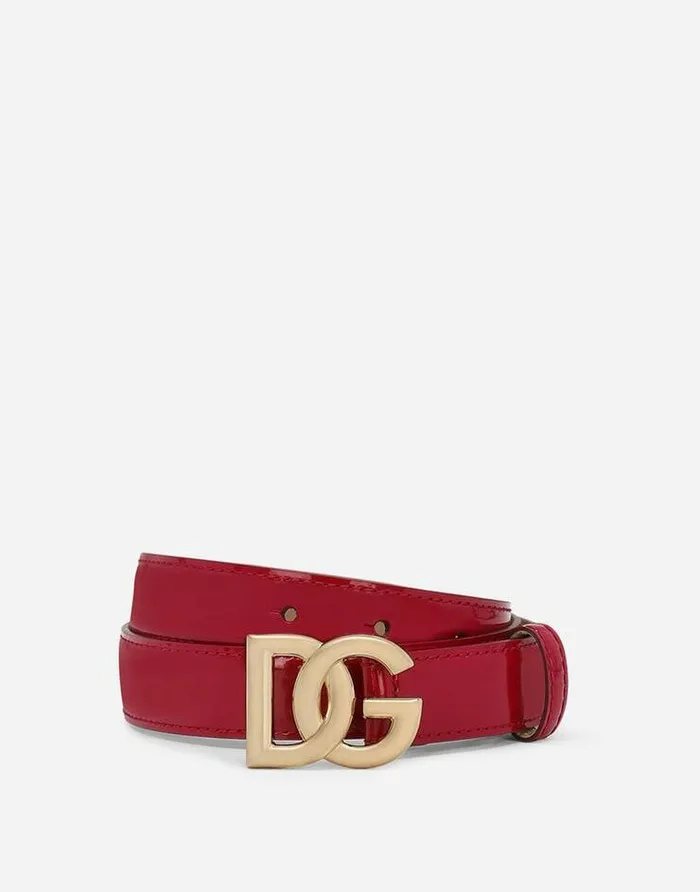 Dolce and Gabbana Belts Women Polished Calfskin Belt With DG Logo Fuchsia