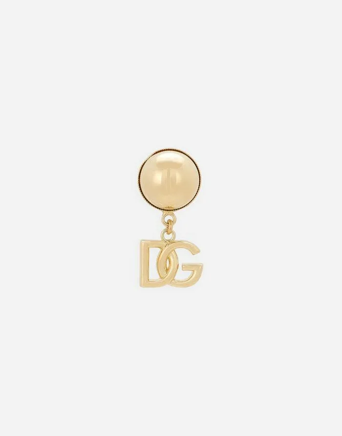 Dolce and Gabbana Bijoux Men Single Earring With DG Logo Gold