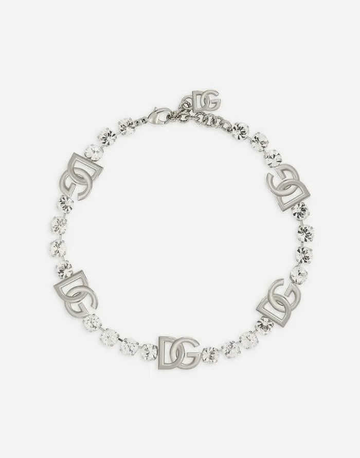 Dolce and Gabbana Bijoux Women KIM DOLCEandGABBANA Rhinestone Necklace With DG Logo Silver Dolce and Gabbana Bijoux Women KIM DOLCEandGABBANA Rhinestone Necklace With DG Logo Silver