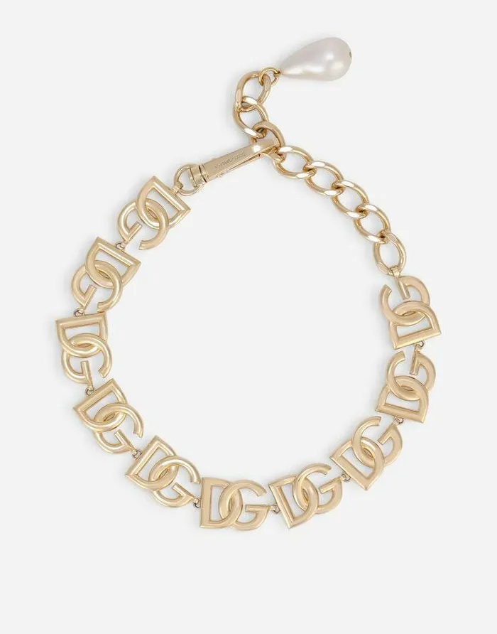 Dolce and Gabbana Bijoux Women Link Choker With DG Logo Gold
