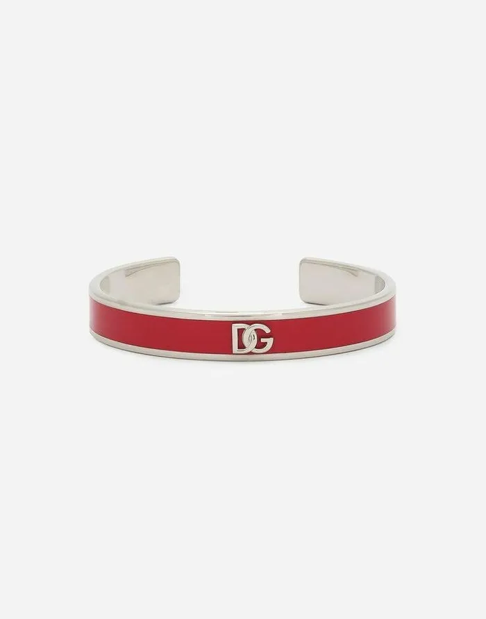 Dolce and Gabbana Bijoux Women Rigid Enameled Bracelet With DG Logo Fuchsia