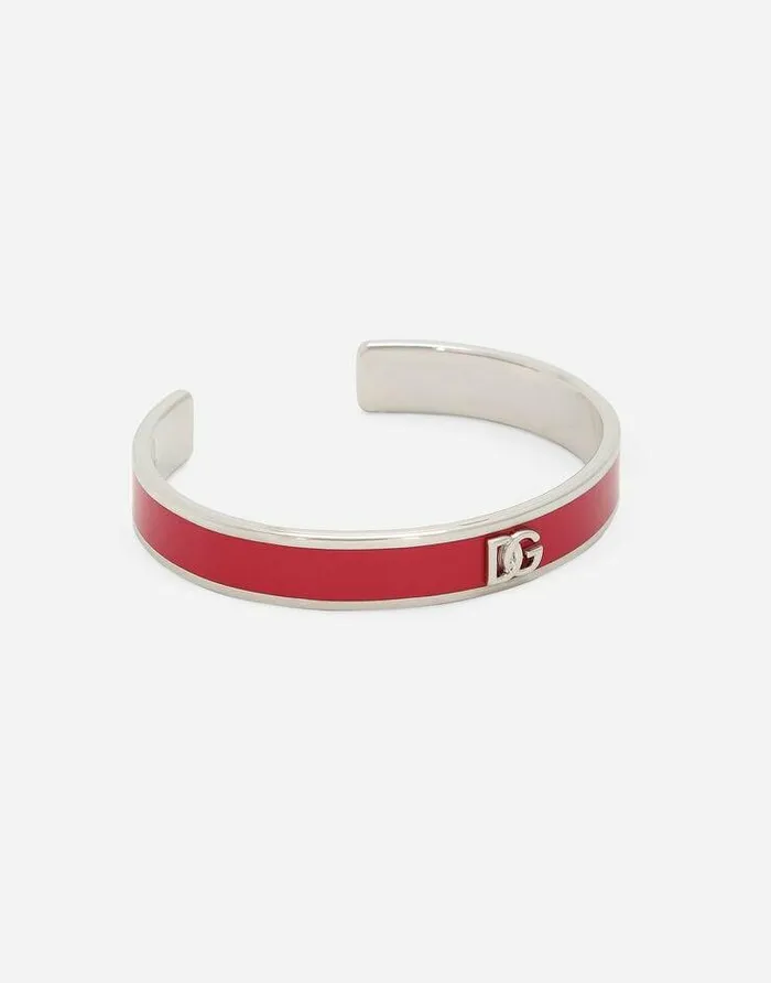Dolce and Gabbana Bijoux Women Rigid Enameled Bracelet With DG Logo Fuchsia Dolce and Gabbana Bijoux Women Rigid Enameled Bracelet With DG Logo Fuchsia