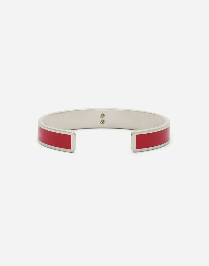 Dolce and Gabbana Bijoux Women Rigid Enameled Bracelet With DG Logo Fuchsia Dolce and Gabbana Bijoux Women Rigid Enameled Bracelet With DG Logo Fuchsia