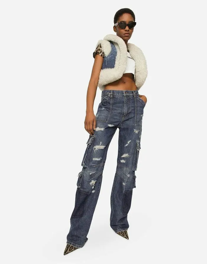 Dolce and Gabbana Blazers Women Denim And Sheepskin Gilet Multicolor Dolce and Gabbana Blazers Women Denim And Sheepskin Gilet Multicolor