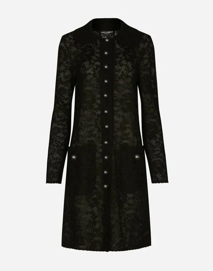 Dolce and Gabbana Blazers Women Lacestitch Coat Black