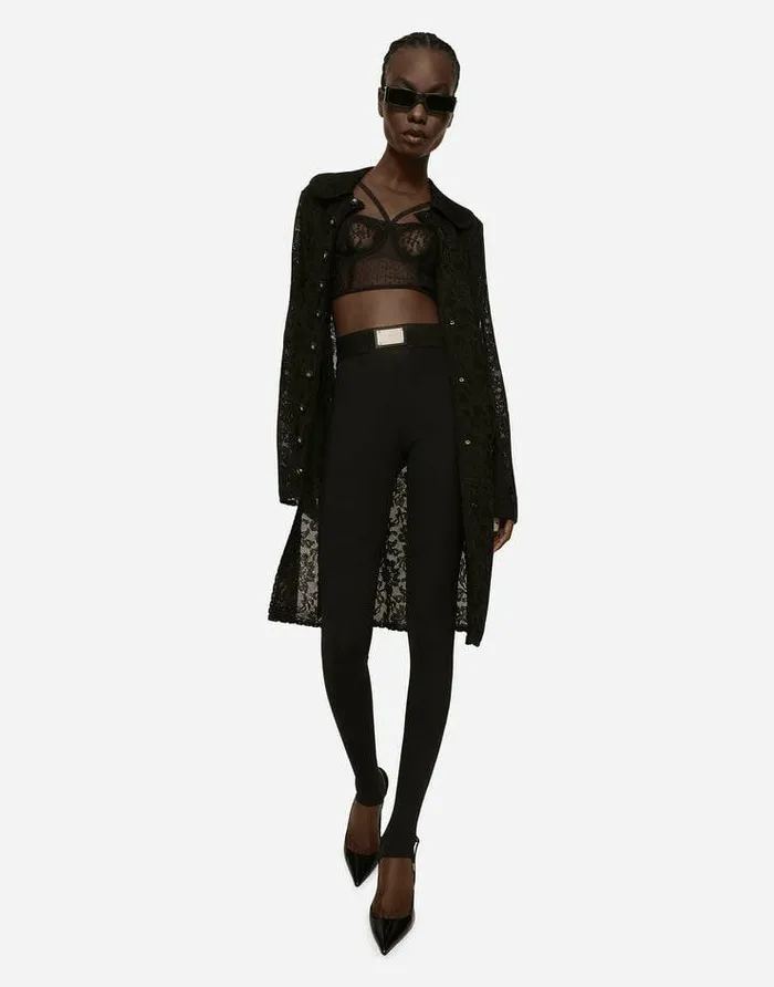 Dolce and Gabbana Blazers Women Lacestitch Coat Black