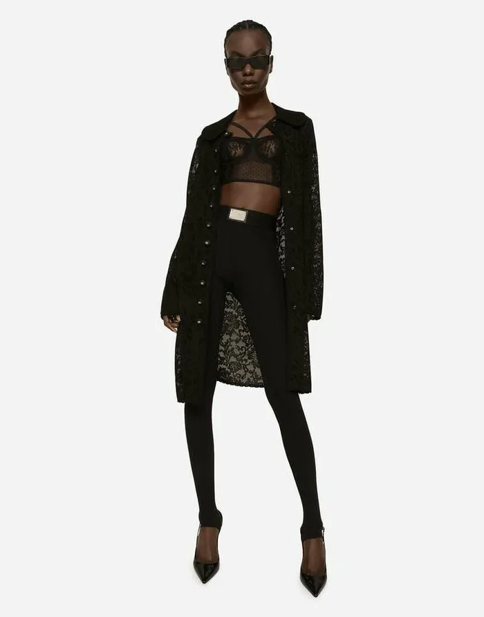 Dolce and Gabbana Blazers Women Lacestitch Coat Black