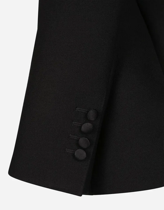 Dolce and Gabbana Blazers Women Long Singlebreasted Wool Cady Dolcefit Jacket Black Dolce and Gabbana Blazers Women Long Singlebreasted Wool Cady Dolcefit Jacket Black