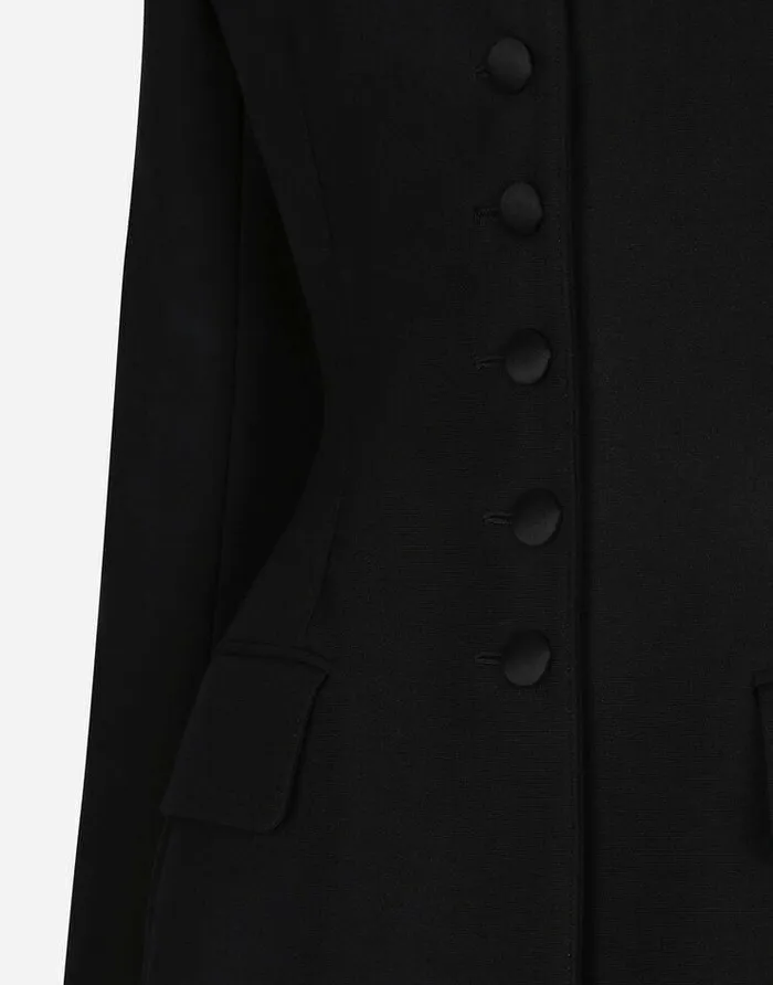 Dolce and Gabbana Blazers Women Long Singlebreasted Wool Cady Dolcefit Jacket Black Dolce and Gabbana Blazers Women Long Singlebreasted Wool Cady Dolcefit Jacket Black