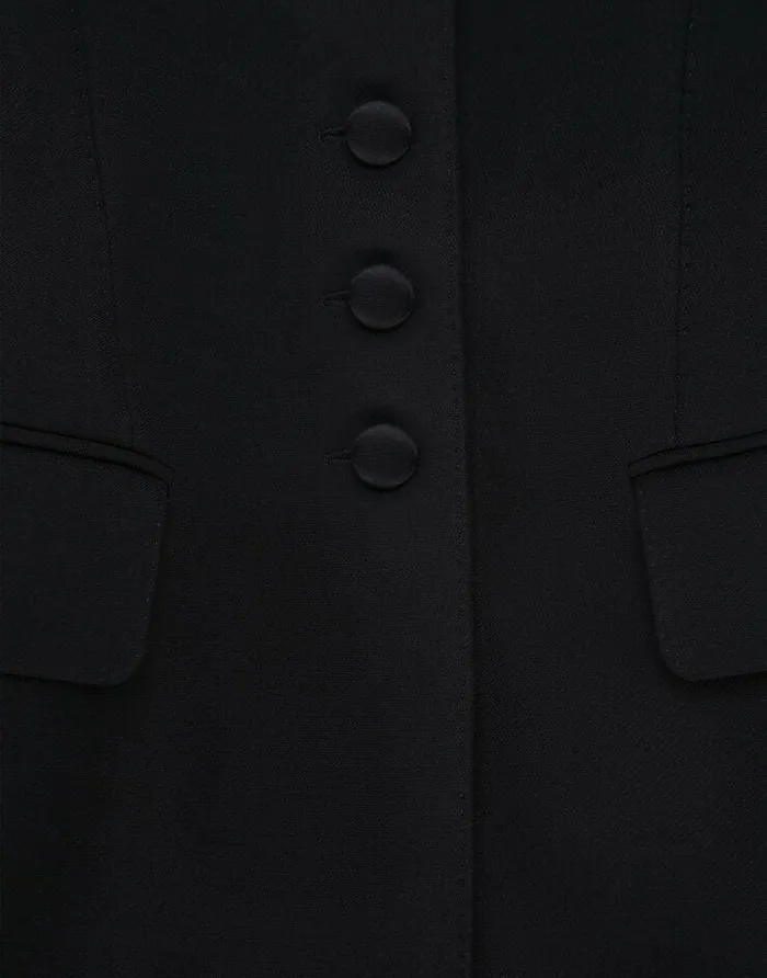 Dolce and Gabbana Blazers Women Long Singlebreasted Wool Cady Dolcefit Jacket Black Dolce and Gabbana Blazers Women Long Singlebreasted Wool Cady Dolcefit Jacket Black