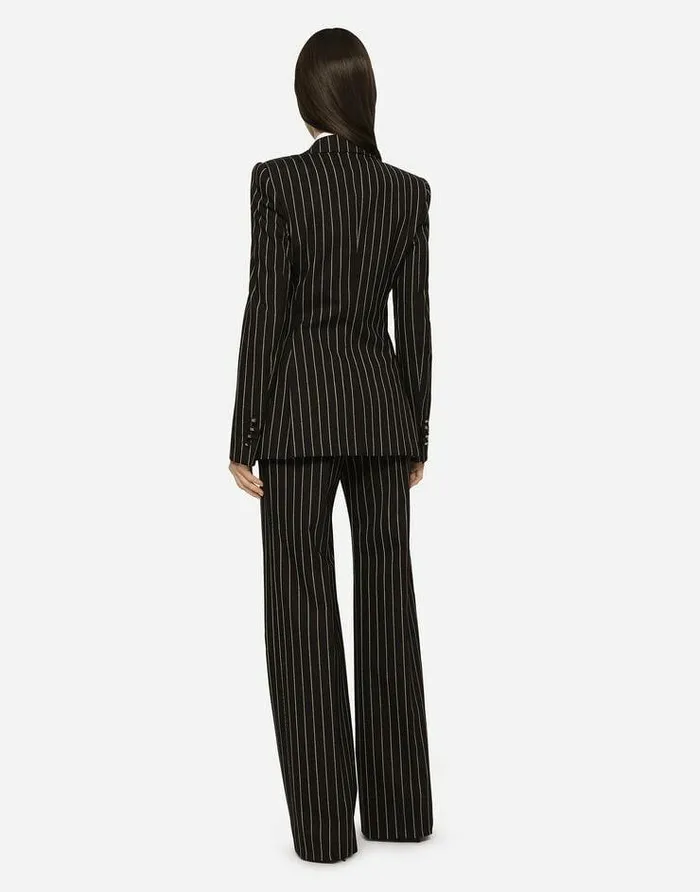 Dolce and Gabbana Blazers Women Pinstripe Wool Turlington Blazer Multicolor Dolce and Gabbana Blazers Women Pinstripe Wool Turlington Blazer Multicolor