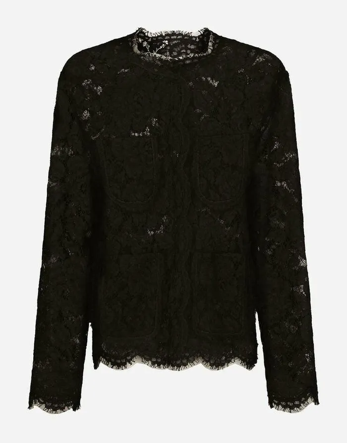 Dolce and Gabbana Blazers Women Singlebreasted Lace Jacket Black