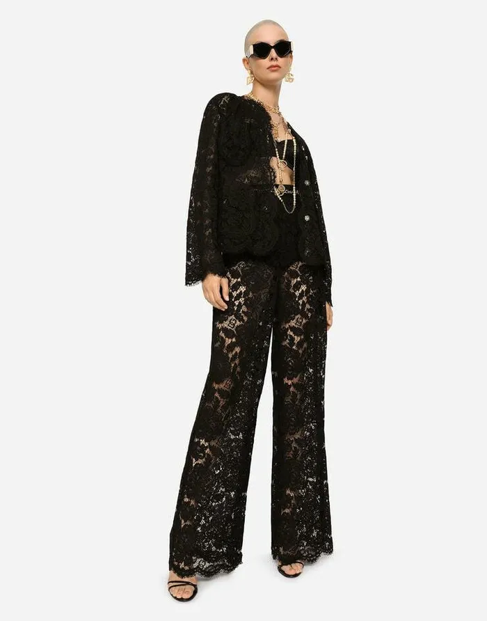 Dolce and Gabbana Blazers Women Singlebreasted Lace Jacket Black Dolce and Gabbana Blazers Women Singlebreasted Lace Jacket Black