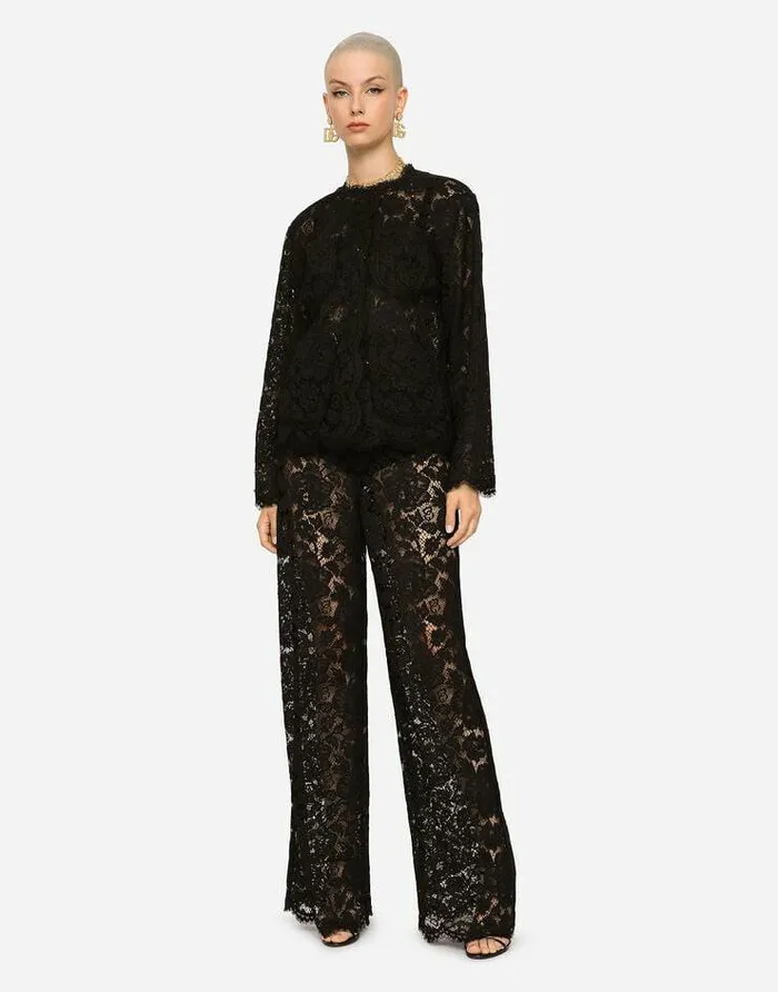 Dolce and Gabbana Blazers Women Singlebreasted Lace Jacket Black Dolce and Gabbana Blazers Women Singlebreasted Lace Jacket Black