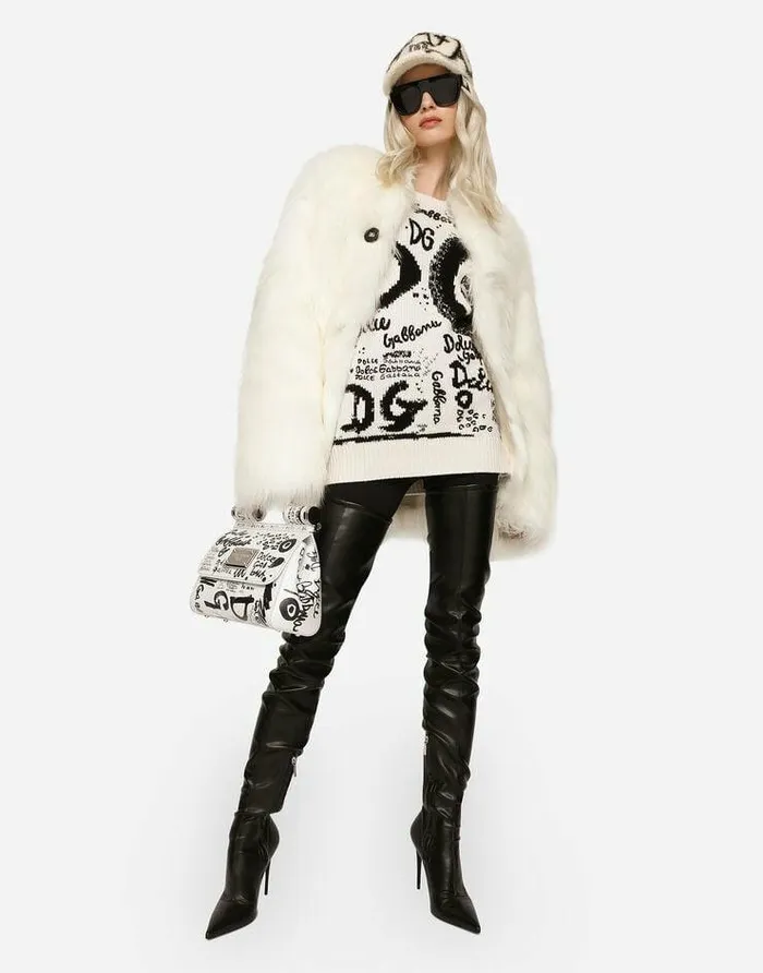 Dolce and Gabbana Blazers Women White Foxeffect Faux Fur Jacket White Dolce and Gabbana Blazers Women White Foxeffect Faux Fur Jacket White