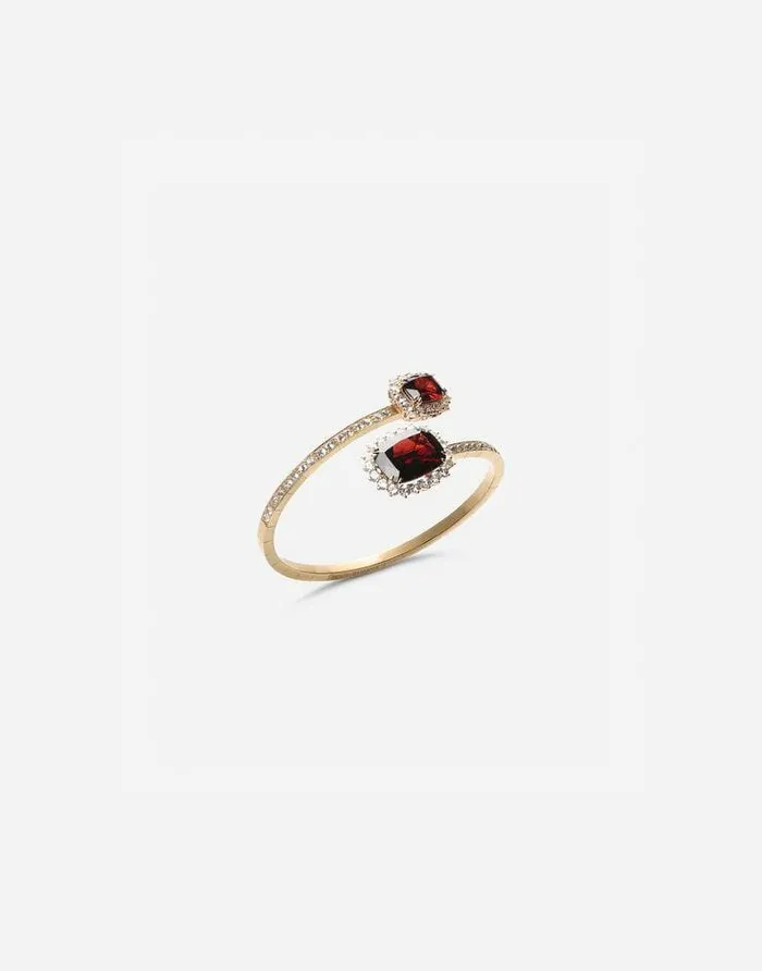 Dolce and Gabbana Bracelets Women Heritage Yellow Gold Bracelet With Rodolith Garnet And Colourless Sapphire Gold
