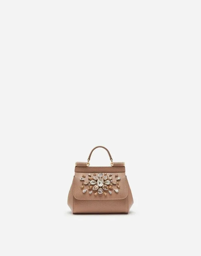 Dolce and Gabbana Clutches Mini And Micro Bags Women Dauphine Calfskin Sicily Mini Bag With Rhinestone Embellishement Beige Dolce and Gabbana Clutches Mini And Micro Bags Women Dauphine Calfskin Sicily Mini Bag With Rhinestone Embellishement Beige