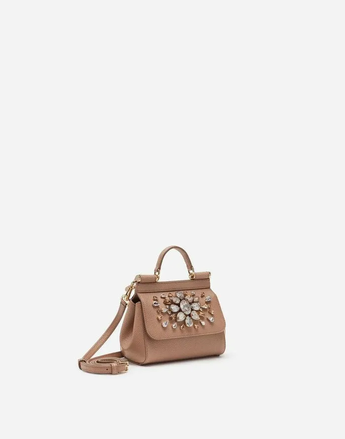 Dolce and Gabbana Clutches Mini And Micro Bags Women Dauphine Calfskin Sicily Mini Bag With Rhinestone Embellishement Beige Dolce and Gabbana Clutches Mini And Micro Bags Women Dauphine Calfskin Sicily Mini Bag With Rhinestone Embellishement Beige