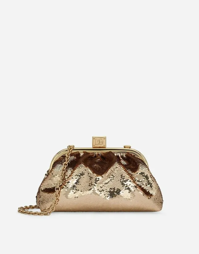 Dolce and Gabbana Clutches Mini And Micro Bags Women Sequined Maria Clutch Gold Dolce and Gabbana Clutches Mini And Micro Bags Women Sequined Maria Clutch Gold