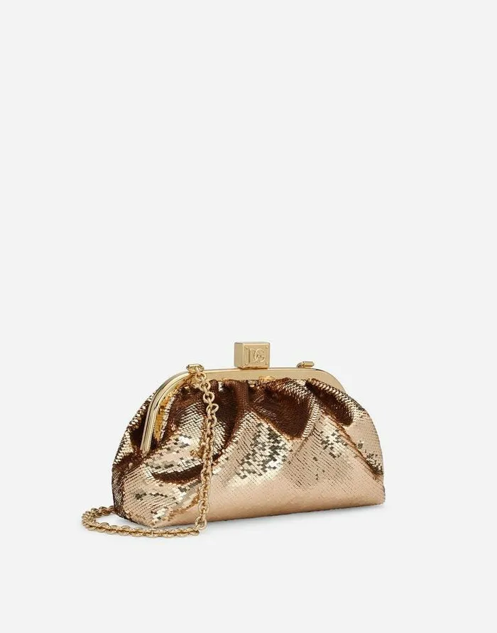 Dolce and Gabbana Clutches Mini And Micro Bags Women Sequined Maria Clutch Gold