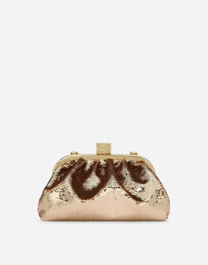 Dolce and Gabbana Clutches Mini And Micro Bags Women Sequined Maria Clutch Gold