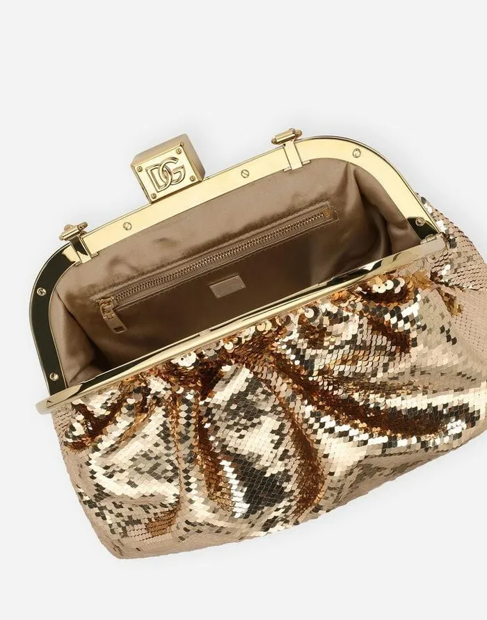 Dolce and Gabbana Clutches Mini And Micro Bags Women Sequined Maria Clutch Gold