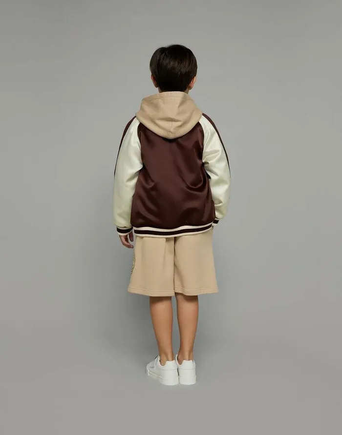 Dolce and Gabbana Coats And Jackets Children Satin Bomber Jacket With DG Logo Patch Multicolor