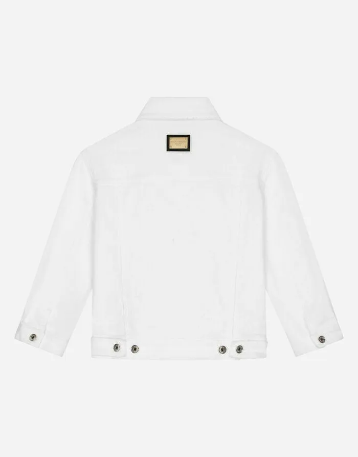 Dolce and Gabbana Coats And Jackets Children White Stretch Denim Jacket White Dolce and Gabbana Coats And Jackets Children White Stretch Denim Jacket White