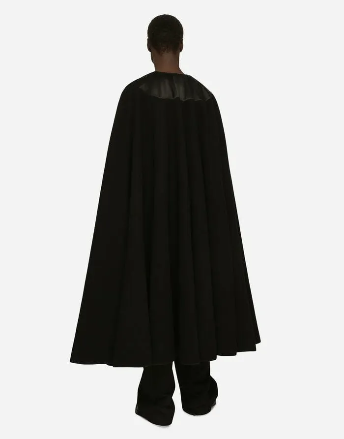 Dolce and Gabbana Coats And Jackets Men Double Wool Baize Cape Black Dolce and Gabbana Coats And Jackets Men Double Wool Baize Cape Black