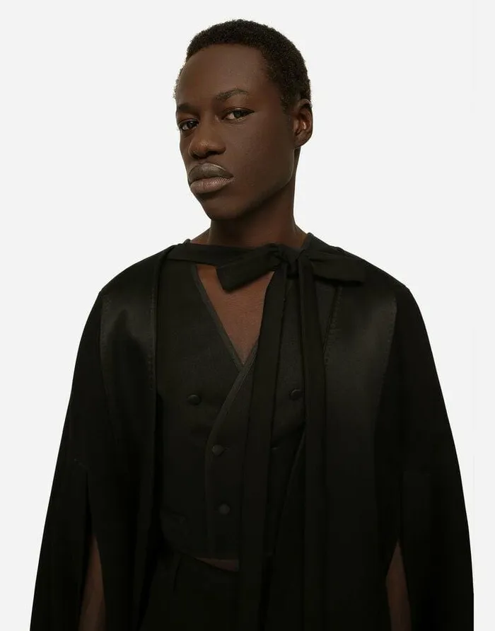 Dolce and Gabbana Coats And Jackets Men Double Wool Baize Cape Black Dolce and Gabbana Coats And Jackets Men Double Wool Baize Cape Black