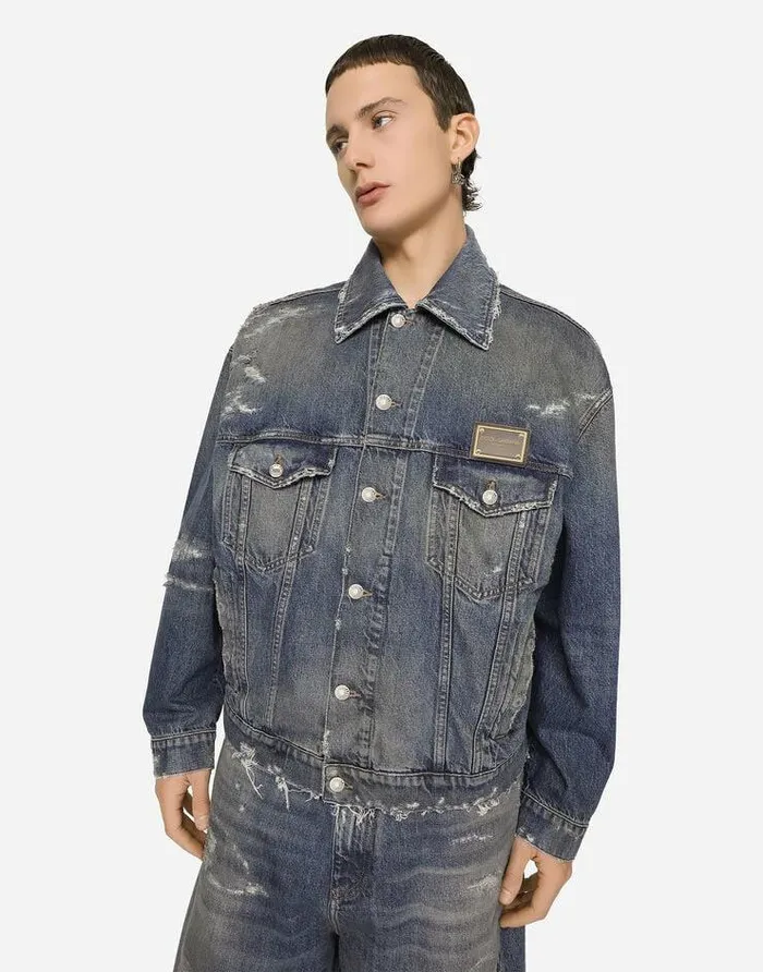 Dolce and Gabbana Coats And Jackets Men Mid Blue Wash Denim Jacket Multicolor