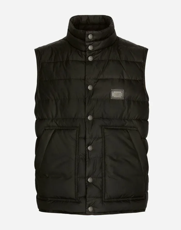 Dolce and Gabbana Coats And Jackets Men Nylon Vest With Branded Tag Black
