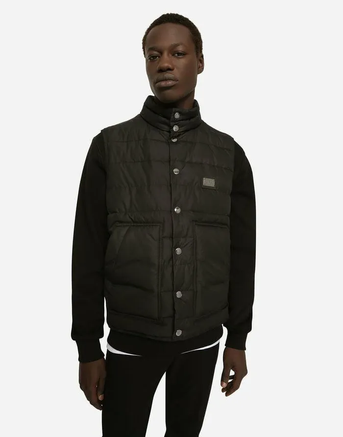 Dolce and Gabbana Coats And Jackets Men Nylon Vest With Branded Tag Black Dolce and Gabbana Coats And Jackets Men Nylon Vest With Branded Tag Black