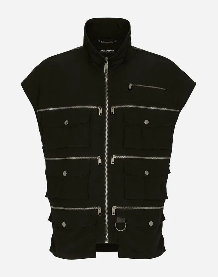 Dolce and Gabbana Coats And Jackets Men Sleeveless Highneck Cordura Jacket Black Dolce and Gabbana Coats And Jackets Men Sleeveless Highneck Cordura Jacket Black