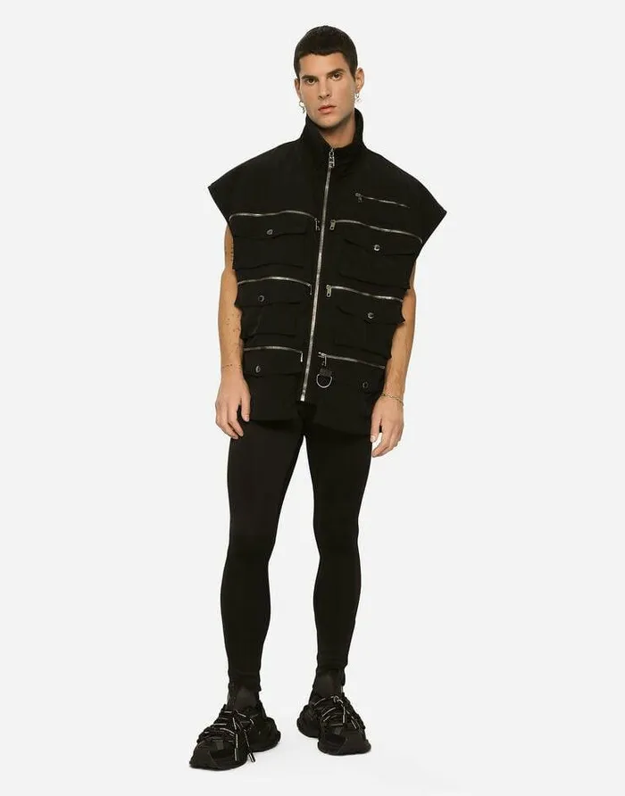 Dolce and Gabbana Coats And Jackets Men Sleeveless Highneck Cordura Jacket Black Dolce and Gabbana Coats And Jackets Men Sleeveless Highneck Cordura Jacket Black