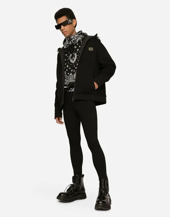 Dolce and Gabbana Coats And Jackets Men Stretch Jersey Jacket With Hood And Tag Multicolor Dolce and Gabbana Coats And Jackets Men Stretch Jersey Jacket With Hood And Tag Multicolor