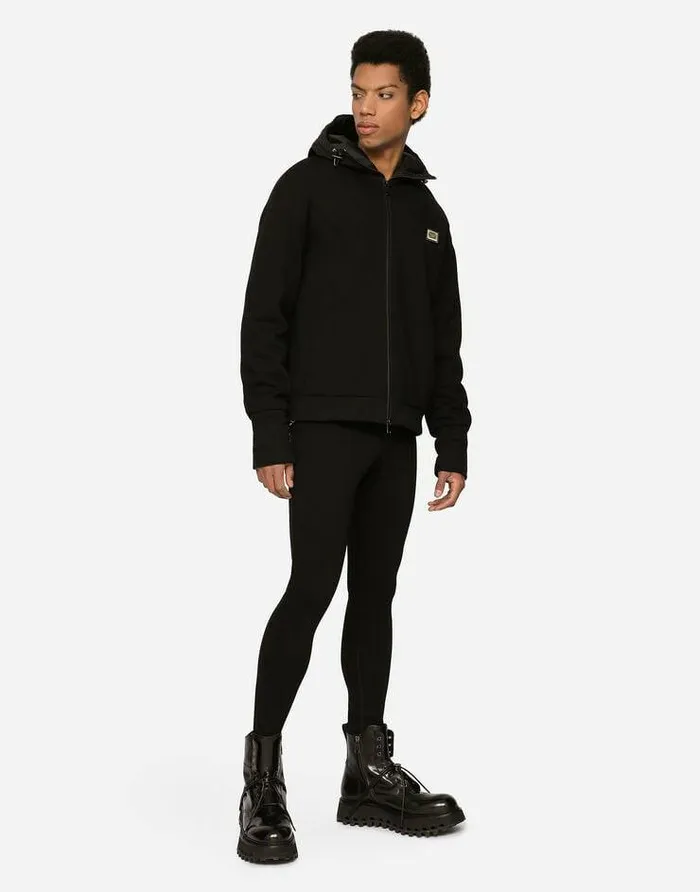 Dolce and Gabbana Coats And Jackets Men Stretch Jersey Jacket With Hood And Tag Multicolor Dolce and Gabbana Coats And Jackets Men Stretch Jersey Jacket With Hood And Tag Multicolor
