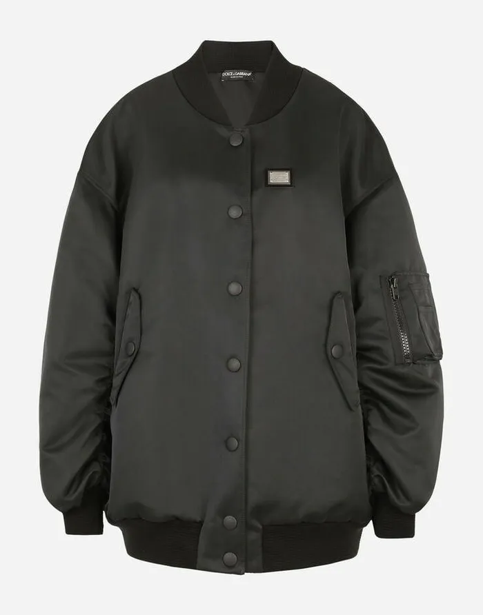 Dolce and Gabbana Coats And Jackets Women Duchesse Jacket With Branded Plate Black Dolce and Gabbana Coats And Jackets Women Duchesse Jacket With Branded Plate Black