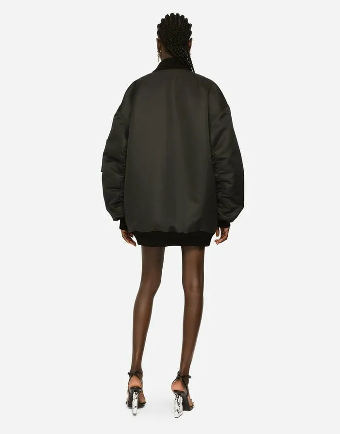 Dolce and Gabbana Coats And Jackets Women Duchesse Jacket With Branded Plate Black Dolce and Gabbana Coats And Jackets Women Duchesse Jacket With Branded Plate Black