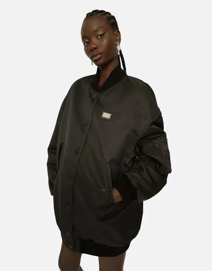 Dolce and Gabbana Coats And Jackets Women Duchesse Jacket With Branded Plate Black Dolce and Gabbana Coats And Jackets Women Duchesse Jacket With Branded Plate Black