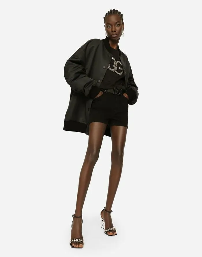 Dolce and Gabbana Coats And Jackets Women Duchesse Jacket With Branded Plate Black Dolce and Gabbana Coats And Jackets Women Duchesse Jacket With Branded Plate Black