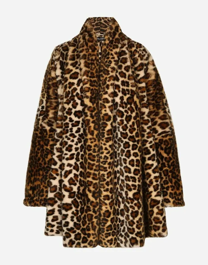Dolce and Gabbana Coats And Jackets Women KIM DOLCEandGABBANA Faux Fur Cape With Leopard Print Animal Print
