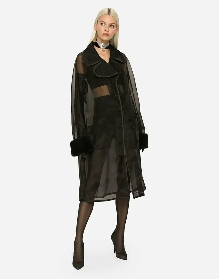 Dolce and Gabbana Coats And Jackets Women KIM DOLCEandGABBANA Organza Trench Coat With The ReEdition Label Black Dolce and Gabbana Coats And Jackets Women KIM DOLCEandGABBANA Organza Trench Coat With The ReEdition Label Black