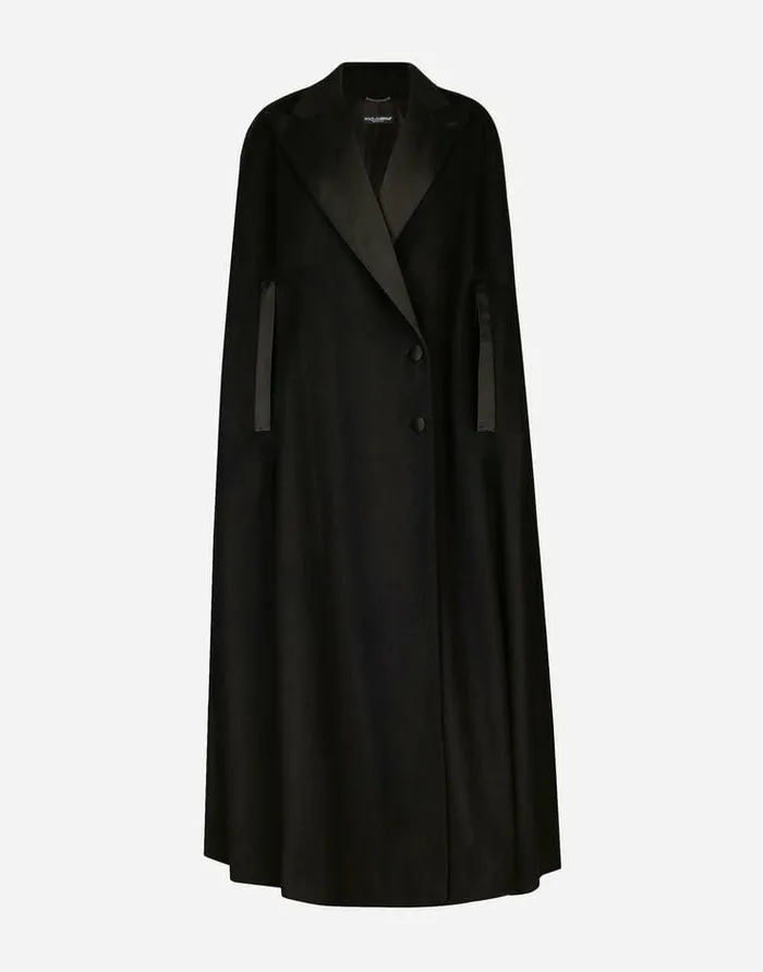 Dolce and Gabbana Coats And Jackets Women Singlebreasted Wool And Cashmere Cape Black Dolce and Gabbana Coats And Jackets Women Singlebreasted Wool And Cashmere Cape Black
