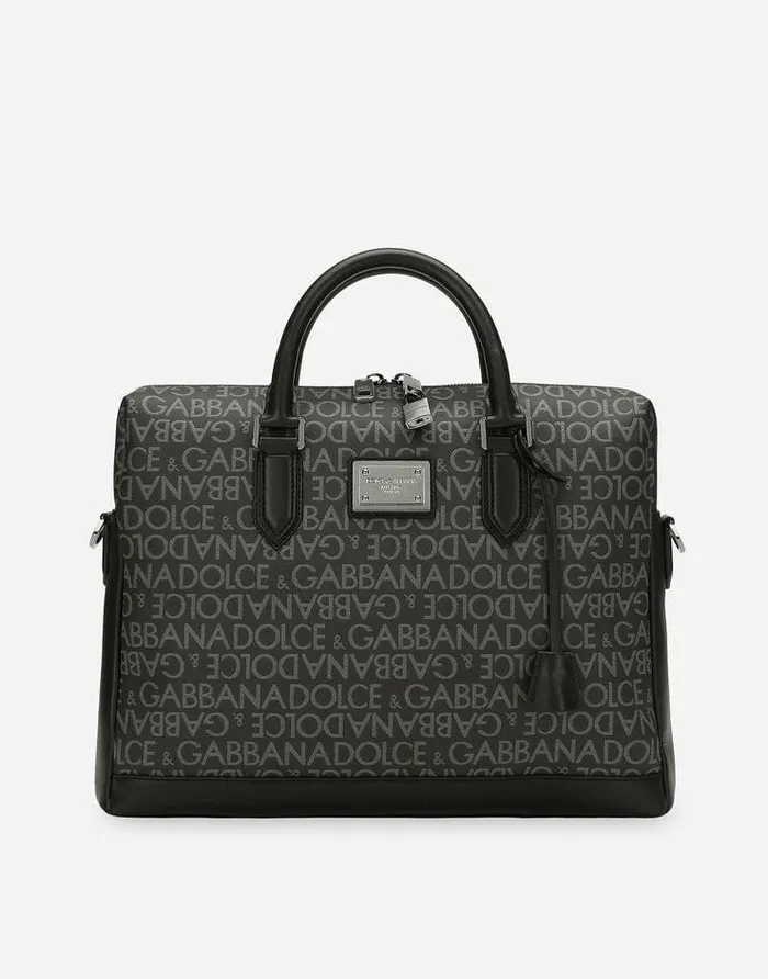 Dolce and Gabbana Crossbody Bags Men Coated Jacquard Briefcase Multicolor
