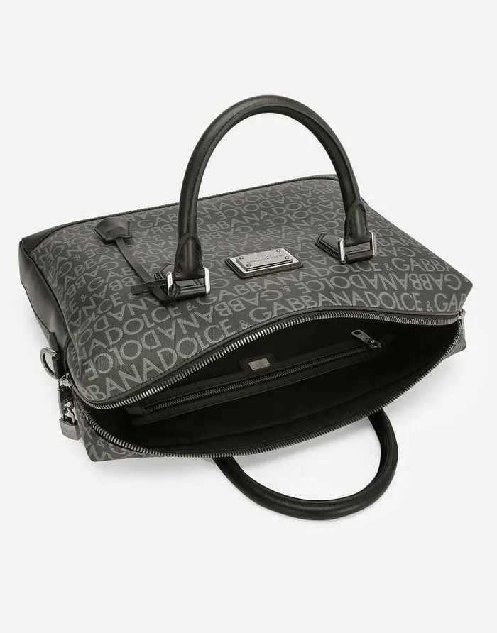 Dolce and Gabbana Crossbody Bags Men Coated Jacquard Briefcase Multicolor Dolce and Gabbana Crossbody Bags Men Coated Jacquard Briefcase Multicolor