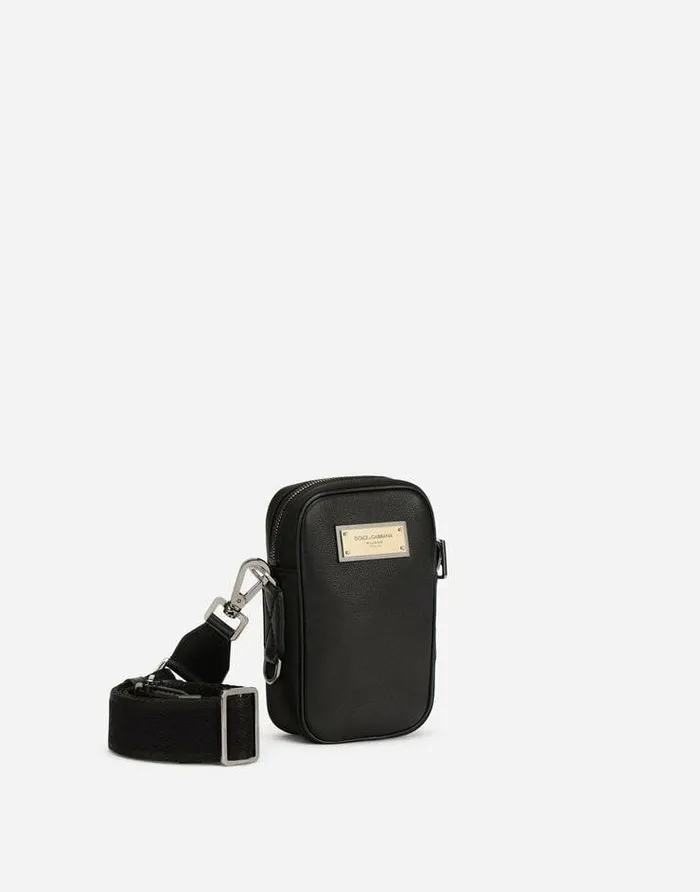 Dolce and Gabbana Crossbody Bags Men Grainy Calfskin Crossbody Bag Black Dolce and Gabbana Crossbody Bags Men Grainy Calfskin Crossbody Bag Black